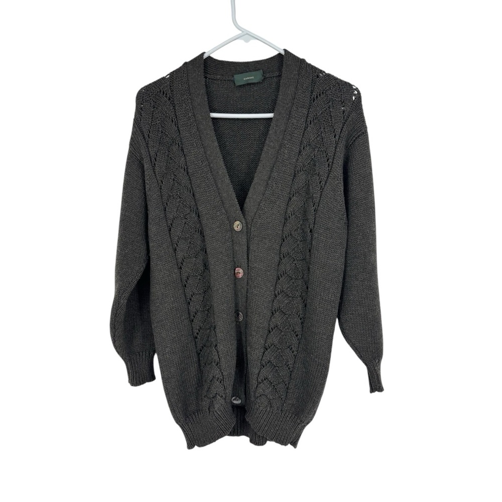 *Women’s Vintage Zanone Size 42 Brown V-Neck Wool Button Front Sweater